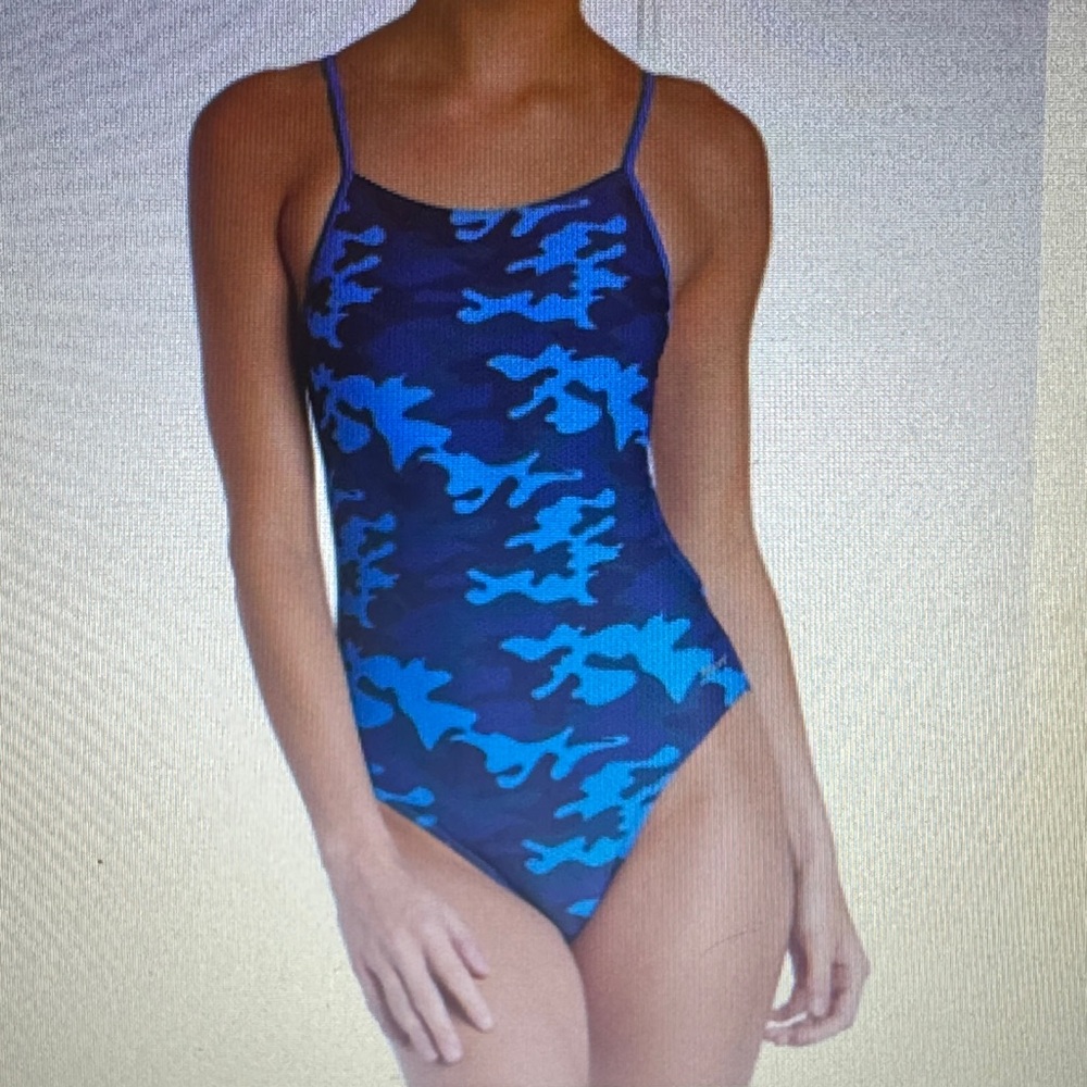 Sporti Brand Stylish Blue Camo One-Piece Swimsuit